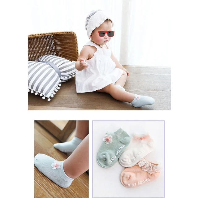 Solido corto Cotone Traspirante Calzini per bambini Calze da pavimento 6