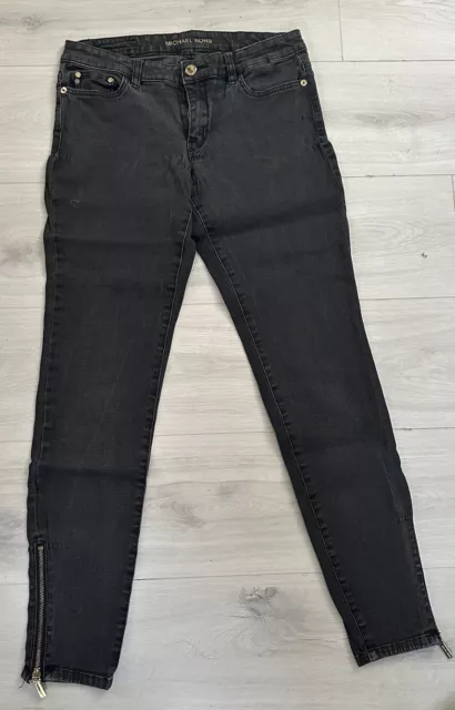 Michael Kors Hose Jeans Grösse 28 Weich Grau Schwarz Used Look Logo