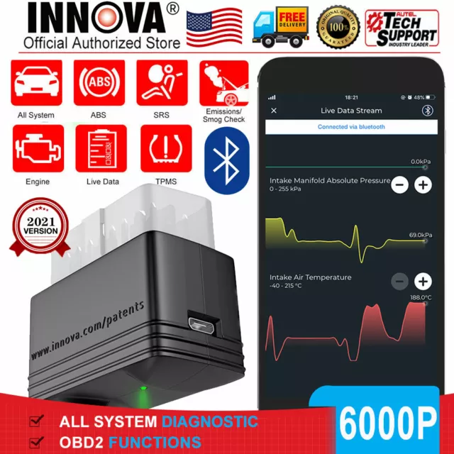 INNOVA Bluetooth 6000P Car OBD2 Scanner All System Check Engine/SRS/ABS/Emission