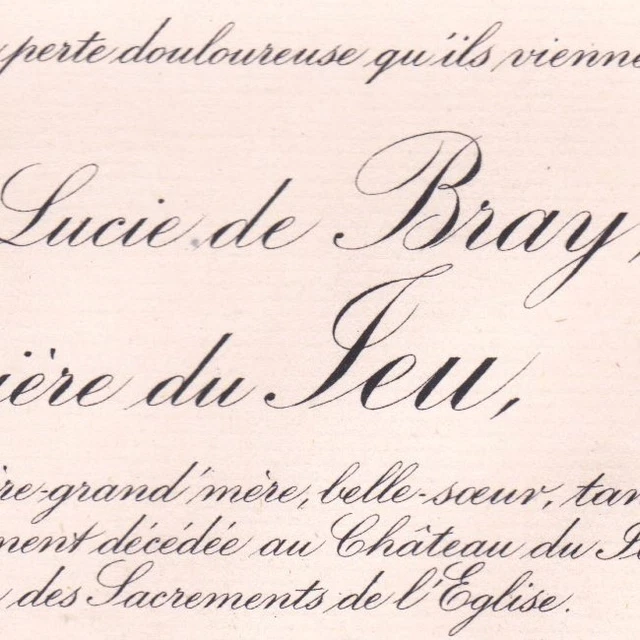 Marie Eugènie Amélie Lucie De Bray Raoul Anne Philibert Mollerat Du Jeu 1908