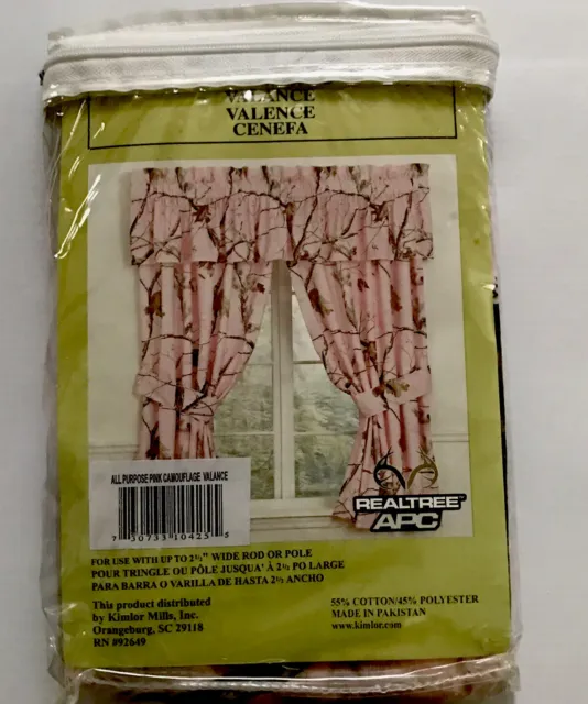 RealTree Indoors Pink Camo Girls 88”W 15”L Curtain Top Leaves Real Tree New