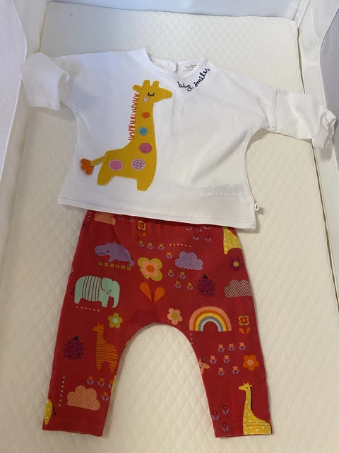 Next Lot de 2 leggings et t-shirts tenue bébé fille taille 3-6 mois neuf avec étiquettes