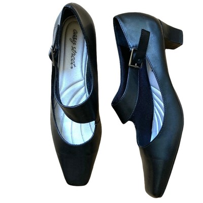 women shoes 8.5M black EASY STREET Mary Janes  1.75"heels vegan