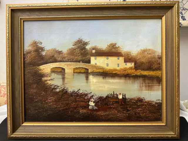 Original Oil Painting on canvas (1 of 2) signed by Hilton - Gilt Framed -