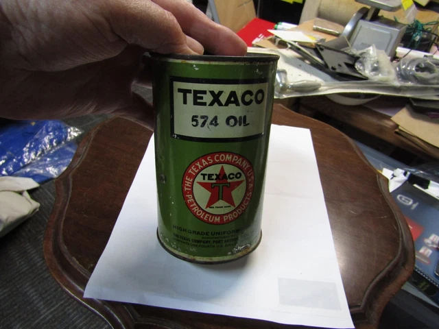 Vintage Original Advertising TEXACO 574 Metal Motor Oil Can 1 QT. THE TEXAS CO. Vintage Original Advertising TEXACO 574 Metal Motor Oil Can 1 QT. THE TEXAS CO.