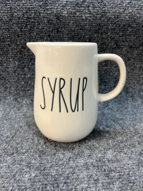 Rae Dunn SYRUP Pitcher Long Black Lettering 5 Inch Artisan Collection by Magenta