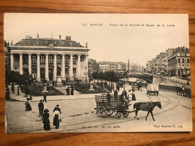 Vintage French Postcard - Nantes - Place de la Bourse et Quais de la Loire