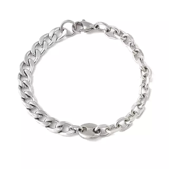 Bracelet gourmette acier inoxydable maille forçat grain de café