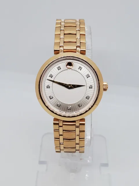 MOVADO Gold Tone Women's Diamond Watch Sapphire crystal 63.3.36.1405 Small wrist