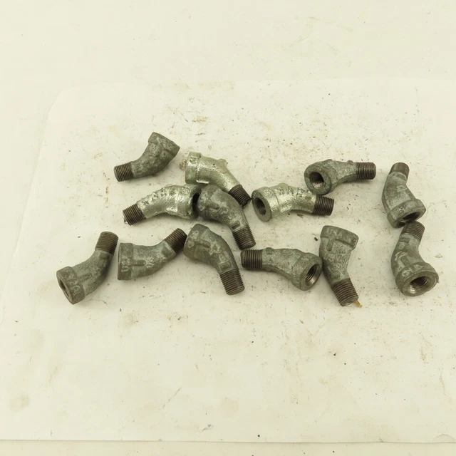 1/8"  NPT 45° Street Elbow Galvanized Iron Pipe Schedule 40 Lot of 13