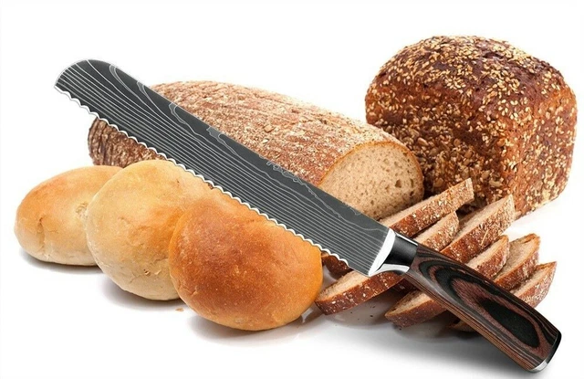2 Küchenmesser 8 Zoll Schneidemesser Brotmesser Edelstahl Brotschneid Kochmesser 10