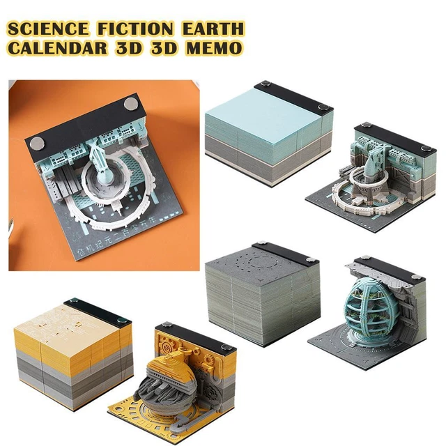 3D SCIENCE FICTION Earth Memo Pad, 2024 Desk Calendar Weekly Notepad