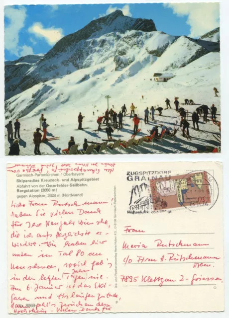 27559 - Osterfeld cable car mountain station - postcard, run Grainau 3.1.1980