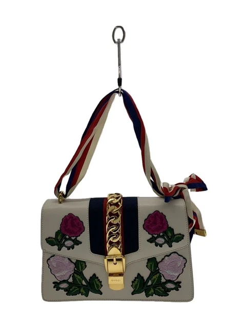 GUCCI SHOULDER BAG Shelly Line Leather white All-over