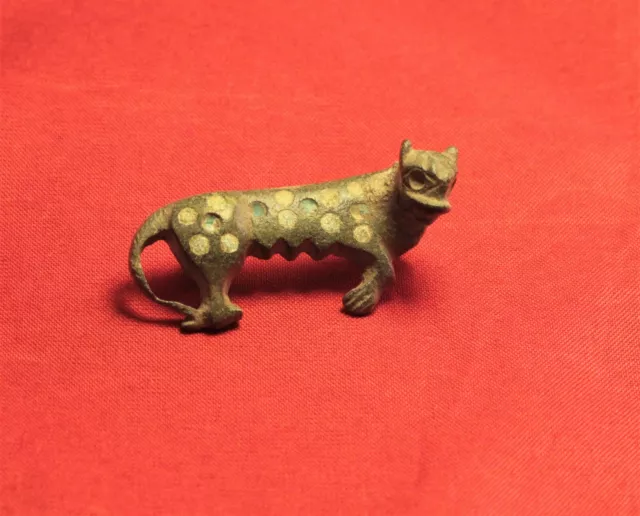 Fine Ancient Roman Enamelled Panther Fibula or Brooch, 2. Century - Zoomorphic!