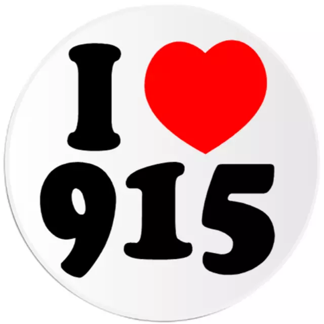 I Love 915 - Circle Sticker Decal 3 Inch - Area Code El Paso Texas TX