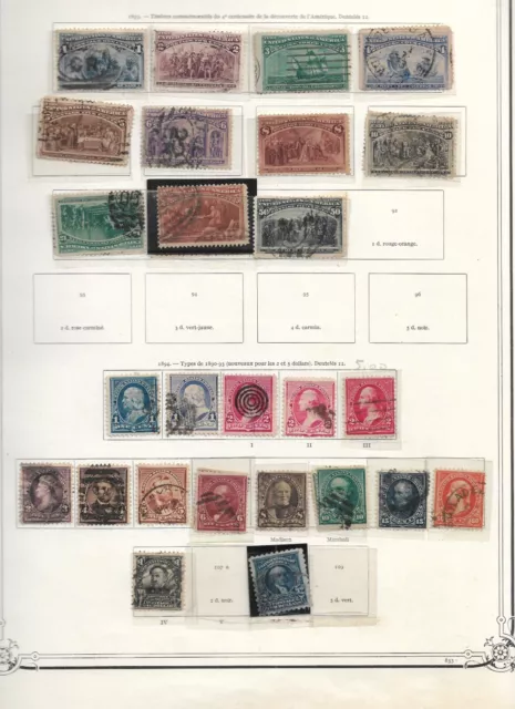 U.S.A.  année 1893- 94     28 timbres   oblitérés, grosse cote + 1800 EUROS