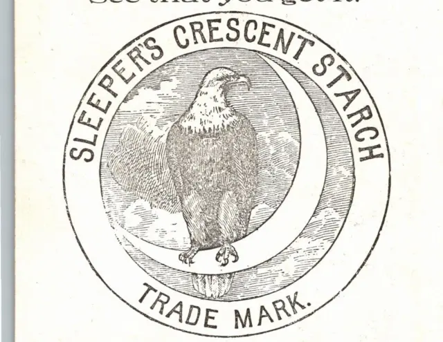 Sleepers Crescent Starch Victorian Trade Card Moon Eagle - Green Plants