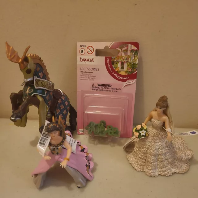 Papo Medieval Fantasy Figures lot  Horse Fairy Rider Bride Castle Accessories