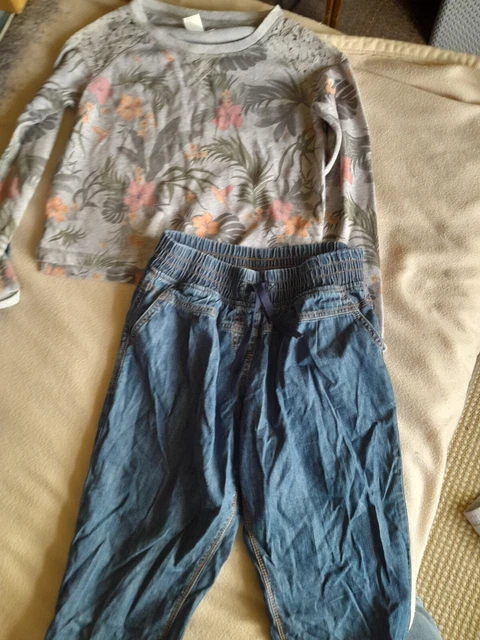 girls clothes bundle 2 items jeans top 10-12 years