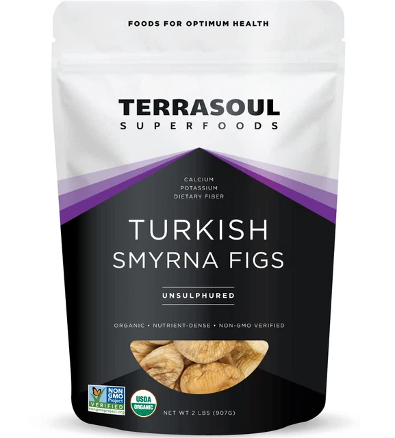 Terrasoul Superfoods Organic Smyrna Turkish Figs, 2 Lbs - No Added Sugar | Unsul