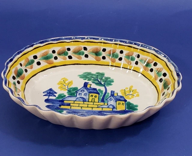 Mexican Serving Dish Bowl Terracotta Red Clay Folk Art Hand Painted NICE