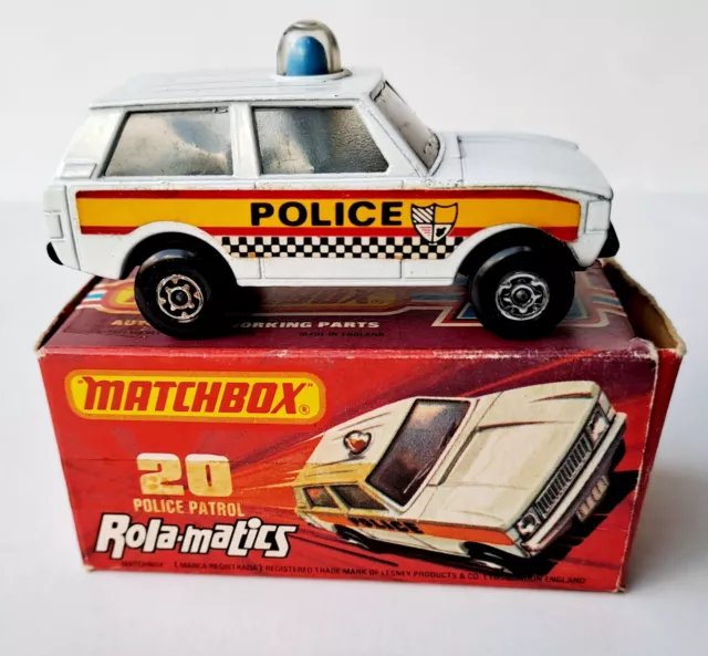 MATCHBOX LESNEY VINTAGE SUPERFAST No.20 RANGE ROVER,POLICE, VERY NEAR MINT/BOXED