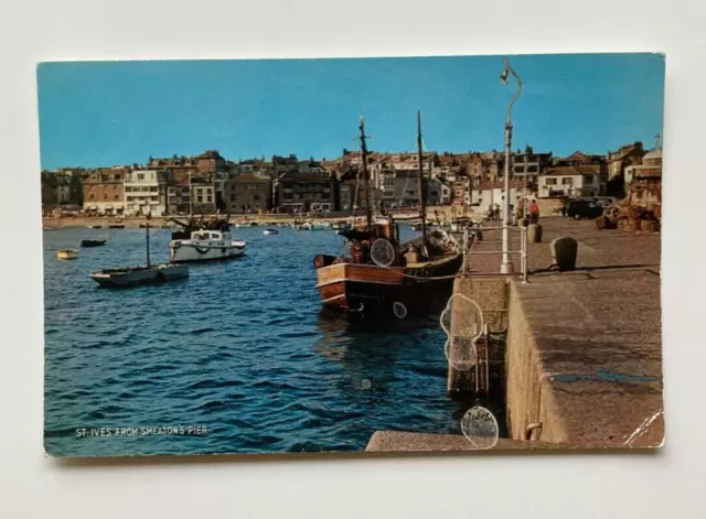 Vintage Colour Postcard Boats St Ives From Smeaton's Pier Salmon 2897c