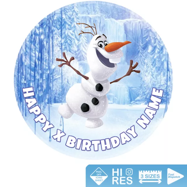 Olaf Frozen Cake Topper Decoration Personalised Round Circle Edible Icing