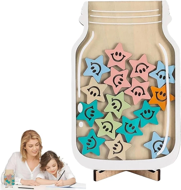 Belohnungsglas Mit Magnetischen Sternen – Verhaltenstabelle Für Kinder, Aus Holz Und Acryl, Motivierendes Tool Für Zuhause, Schule Oder Klassenzimmer