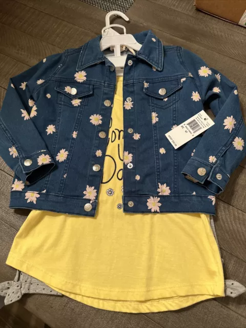 Nwt Girls Jessica Simpson Denim Jacket 3 Pc Set / Sz. 4T