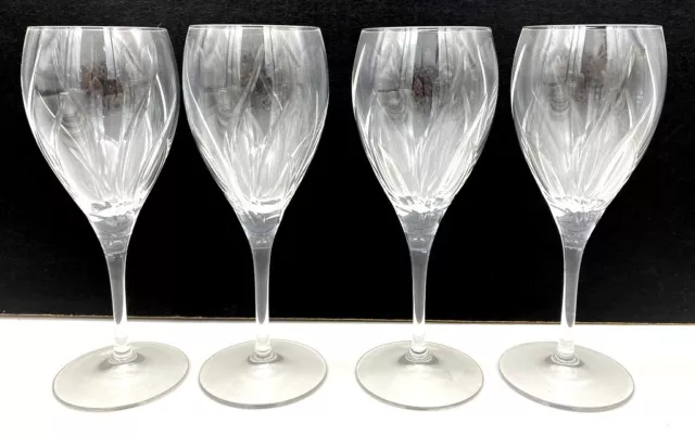 Mikasa Crystal Agena Wine Glass Vertical Swirl Lines Set of 4 Fine Crystal