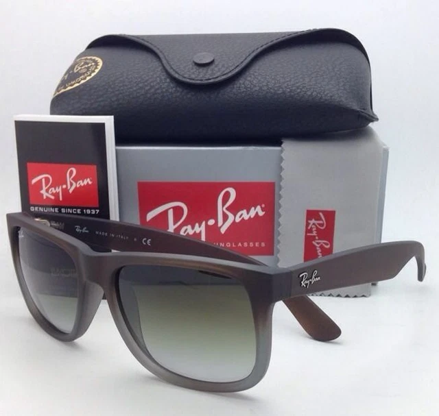 Ray-Ban Sunglasses JUSTIN RB 4165 854/7Z 50-16 Rubber Brown on Grey w/Green Fade