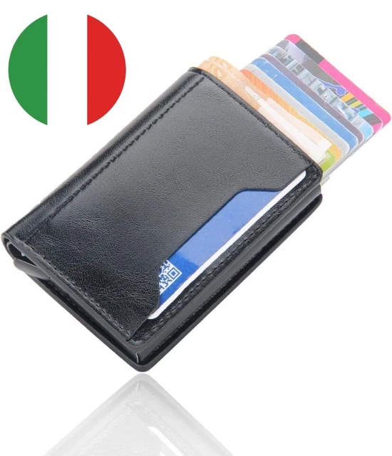 Portafoglio Uomo Slim In Metallo Con Blocco RFID - Nero - Porta Carte E Banconote - Foto 2