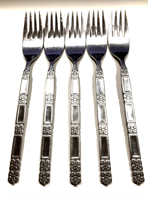 (5) Oneida Community MADRID NO BLACK Stainless Flatware Dinner Forks