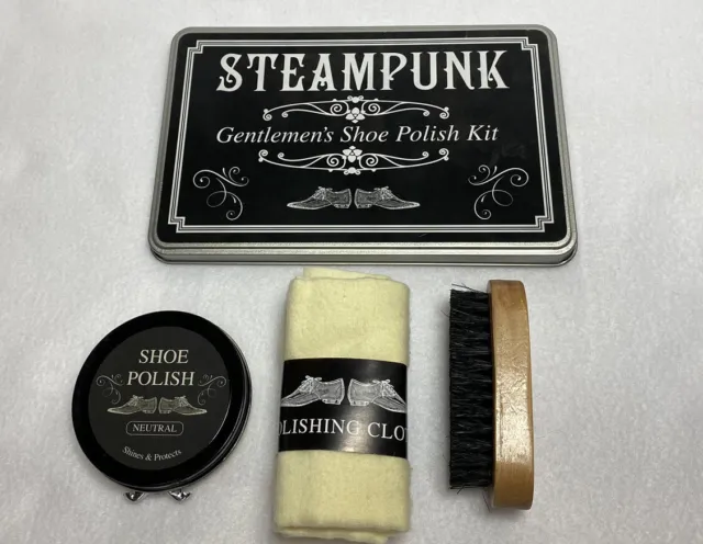 Steampunk Gentlemen's Shoe Polish Kit - Includes Everything You Need In One Tin!