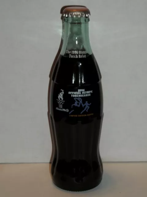8 Oz Coca Cola Commemorative Bottle - 1996 Official Olympic Torchbearer
