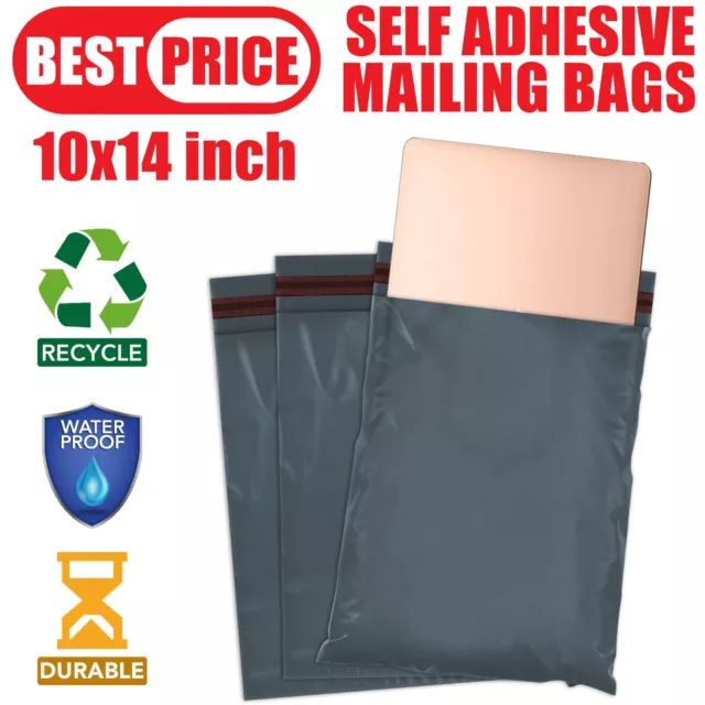 Strong Grey Mailing Bags Poly Plastic Bags Parcel Postage Self Seal Bag 10 x 14"