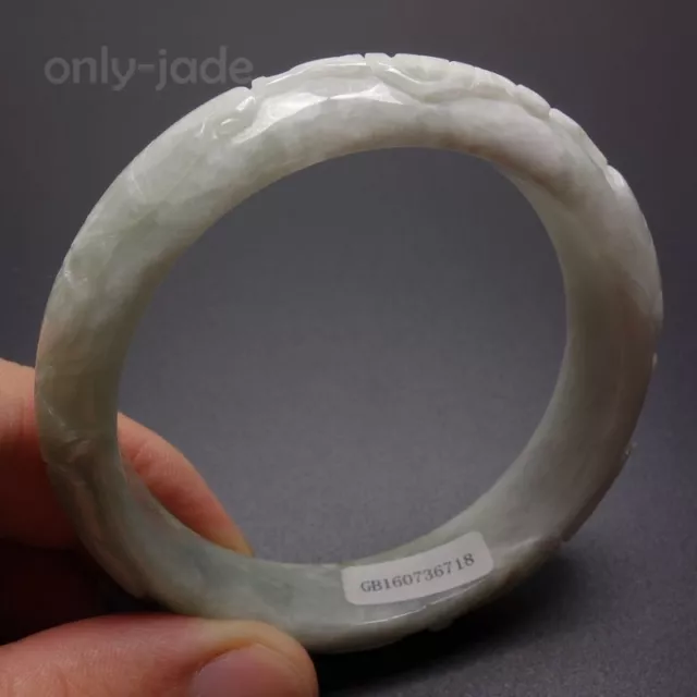 58mm Certified Grade A 100% Natural Green Jadeite Jade Bangle Bracelet Z13489 2