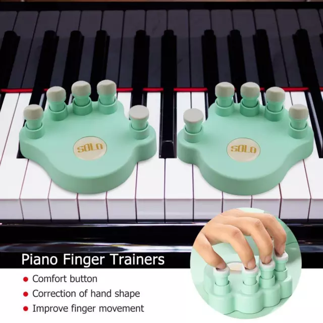1 Pair Piano Finger Trainers Hand Strength Exerciser for Beginner (Green)