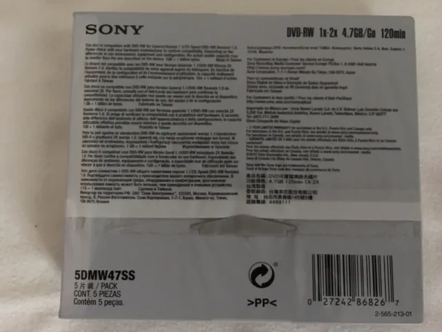 DVD-RW Sony AccuCORE 4,7GO Pack De 5 Neuf 2