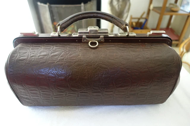 Sacoche De Medecin Cuir Ancienne Gladstone Bag