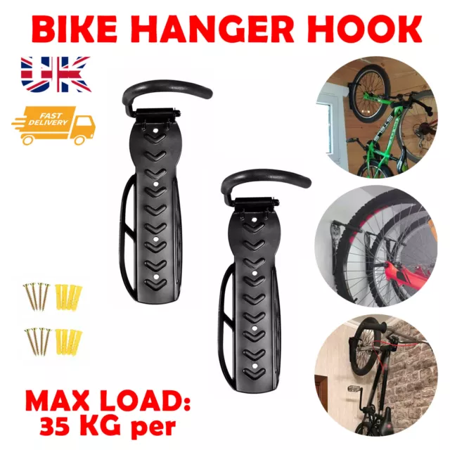 2/4X Bike Storage Wall Mounted Hook Bicycle Steel Rack Hanger Holder Stand