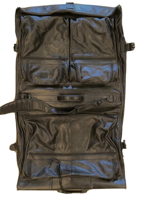 TUMI Alpha Bi-Fold Black Nappa Leather 931D3 Carry On Garment Bag Discontinued