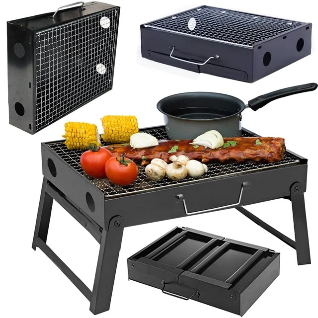 Griglia A Carbonella Portatile Pieghevole – 34x23 Cm, Verde – Per Picnic, Campeggio, Spiaggia E Giardino, Facile Da Pulire