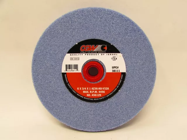 CGW 6 x 3/4 X 1 Premium Blue Aluminum Oxide Bench Grinding Wheel #38111