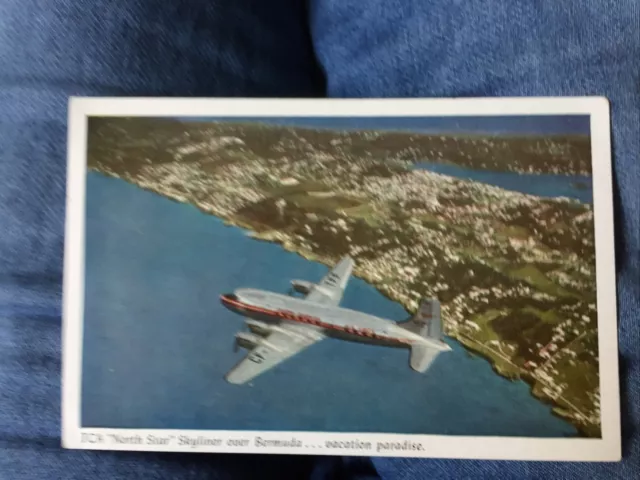 CANADA Trans Canada Air Lines TCA over Bermuda Aviation Advertising Postcard