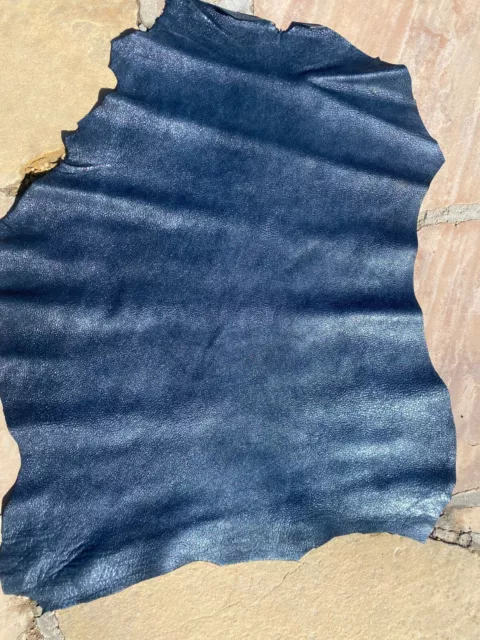 Cuero genuino azul piel de cordero piel de cordero tela material artesanal