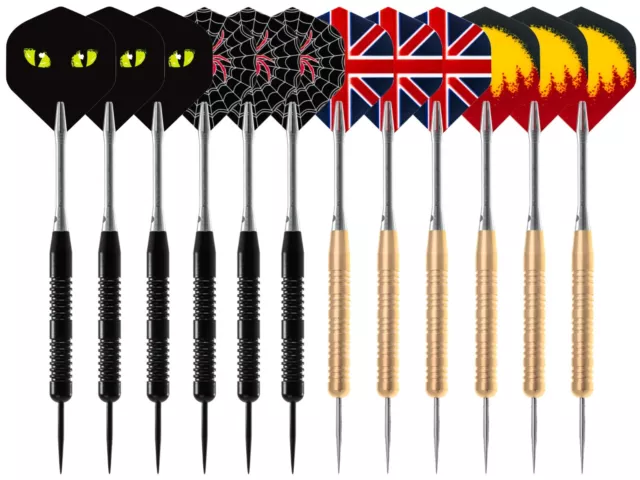 DARTS MEGA PACK! STEEL TIP BRASS DARTS SETS with dart flights & shafts BARGAIN