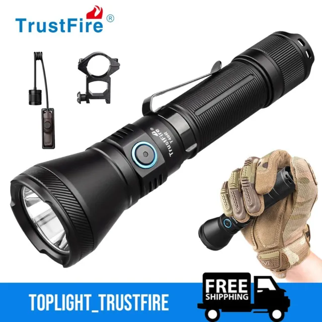 T40R 1800LM Tactical Rechargeable LED Flashlight IP68 Waterproof Hunting Torch